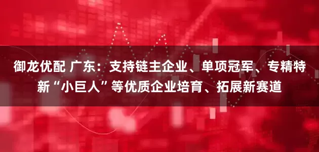 御龙优配 广东：支持链主企业、单项冠军、专精特新“小巨人”等优质企业培育、拓展新赛道